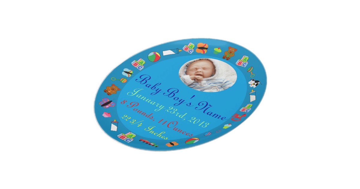 PERSONALIZED Baby Boy PHOTO Birth Keepsake Plate Zazzle