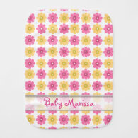 Personalized Baby Burp Cloth|Pretty Floral Pattern