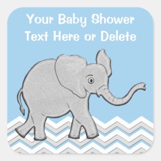 Personalized Baby Elephant Baby Shower Stickers