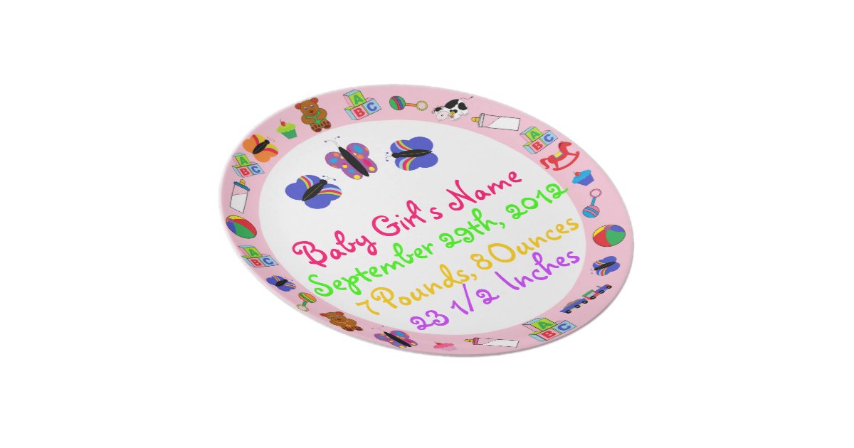 PERSONALIZED Baby Girl Birth Keepsake Plate Zazzle