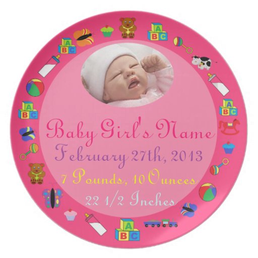 PERSONALIZED Baby Girl PHOTO Birth Keepsake Plate Zazzle