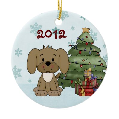 Personalized Baby&#39;s 1st Christmas Dog Ornament