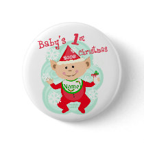 Personalized Baby's First Christmas Button