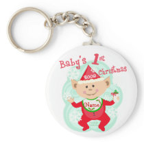Personalized Baby's First Christmas Keychain