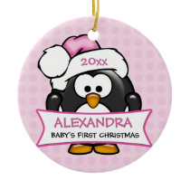 Personalized Baby's First Christmas Penguin Ornaments