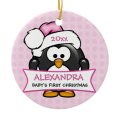 Personalized Baby's First Christmas Penguin Ornaments