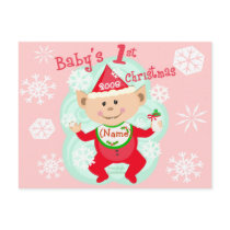 Personalized Baby's First Christmas postcards