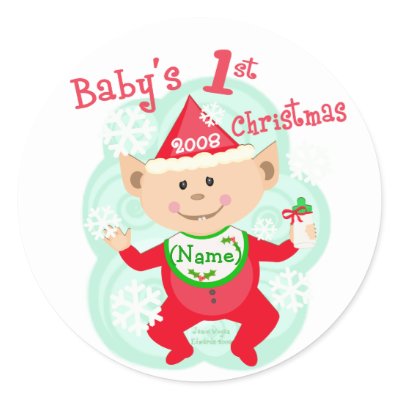 Personalized Baby's First Christmas stickers