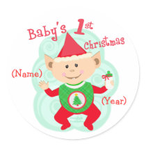 Personalized Baby's First Christmas Stickers by jamiecreates1 Personalized Baby's First Christmas Stickers