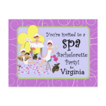 Personalized Bachelorette Party Spa Invitations postcards by SquirrelHugger Personalized Bachelorette Party Spa Invitations postcards