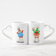 Personalized Baking Chicken and Rooster Mugs Couples Mug