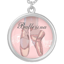Personalized Ballet Necklace,  Pink Ballerina Toe