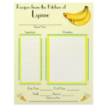 Personalized Banana design recipe page Custom Letterhead
