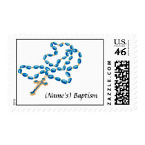 Personalized Baptism Postage Stamp-Blue Rosary