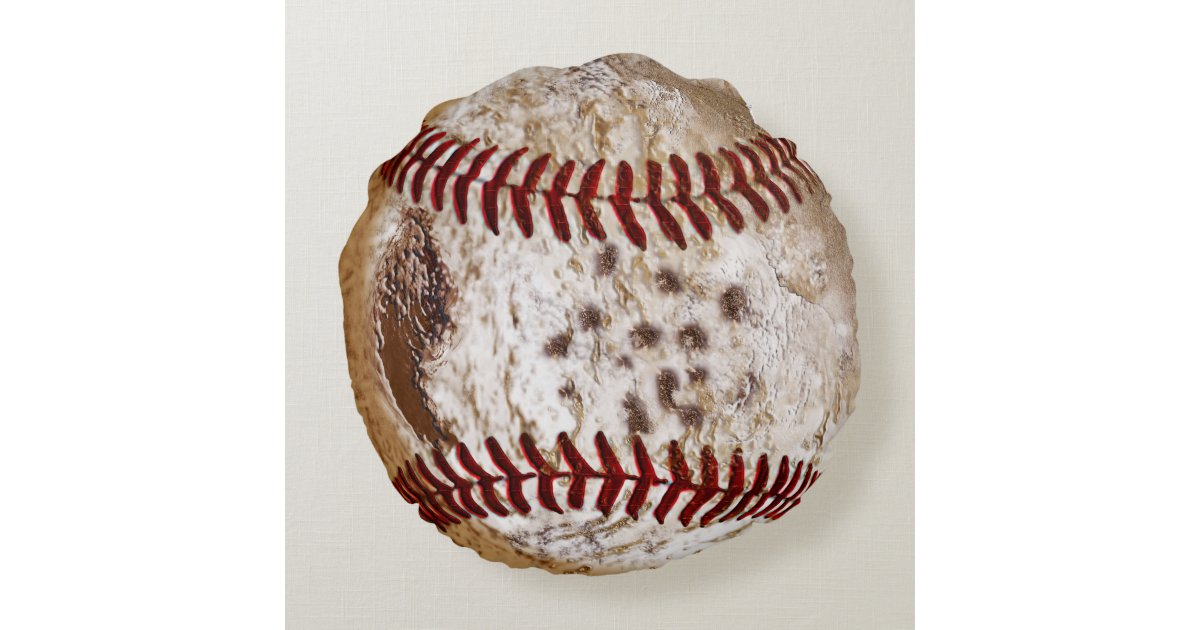 Personalized Baseball Glove Pillow, Dirty Baseball Round Pillow Zazzle