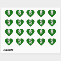 Personalized Baseball Number 5 Heart Stickers