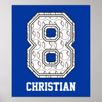 Personalized Baseball Number 8 Posters