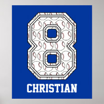 Personalized Baseball Number 8 Posters