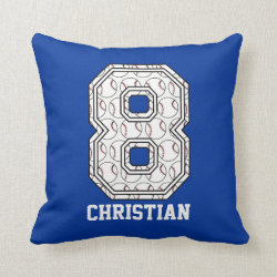 Personalized Baseball Number 8 Throw Pillow