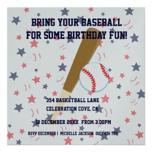 Personalized Baseball player Birthday party Custom Announcement