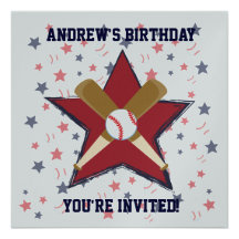 Personalized  Baseball player Birthday party Custom Announcement