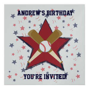 Personalized Baseball player Birthday party Custom Announcement