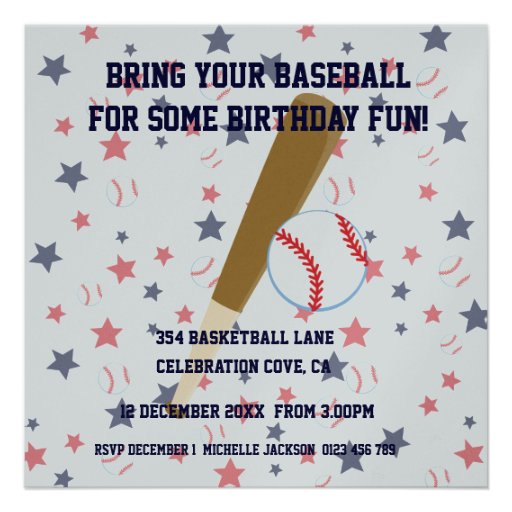 Personalized  Baseball player Birthday party Custom Announcement