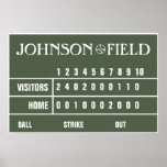 Personalized Baseball Scoreboard -36" x 24" Posters