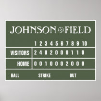 Personalized Baseball Scoreboard -36" x 24" Posters