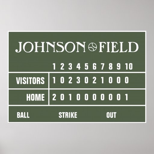 Personalized Baseball Scoreboard - 60" x 40" Print