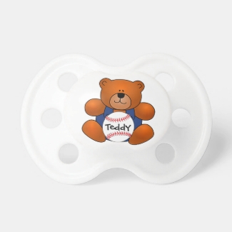 Personalized Baseball Teddy Bear Design Pacifier