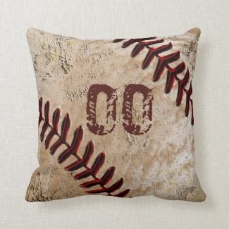Personalized Baseball Throw Pillows JERSEY NUMBER