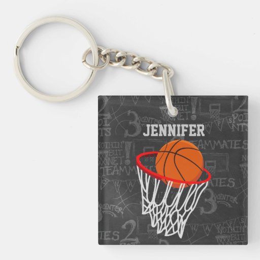 Personalized Basketball and Hoop Acrylic Keychains Zazzle