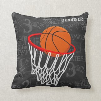 Personalized Basketball and hoop Throw Pillow