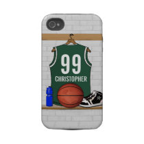 Personalized Basketball Jersey (green) Tough Iphone 4 Cover