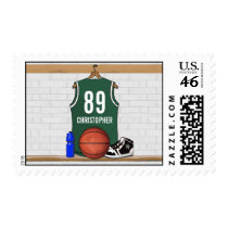 Personalized Basketball Jersey (green) Postage stamps
