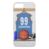 Personalized Basketball Jersey Light Blue | Orange iPhone 7 Case