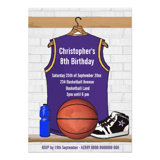 Personalized  Basketball Jersey (PG) Custom Invitations