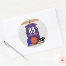 Personalized  Basketball Jersey (PG) Round Stickers