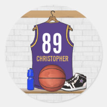 Personalized  Basketball Jersey (PG) Round Stickers