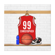 Personalized Basketball Jersey (red) Canvas Prints