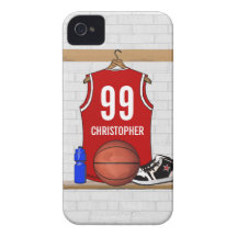 Personalized Basketball Jersey (red) iPhone 4 Cover