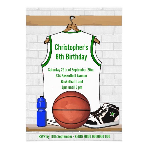 Personalized Basketball Jersey (whitegreen) Custom Announcement