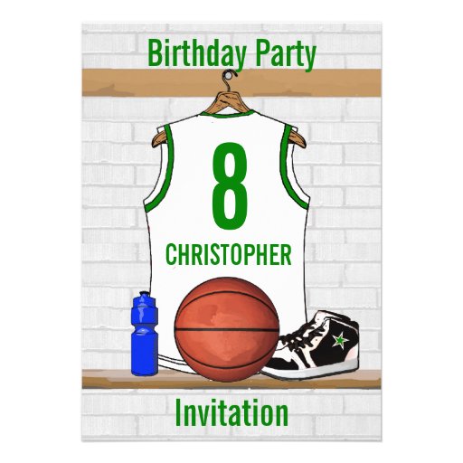 Personalized Basketball Jersey (whitegreen) Custom Announcement