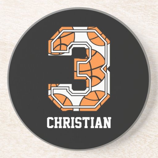 Personalized Basketball Number 3 Coasters