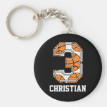 Personalized Basketball Number 3 Keychain