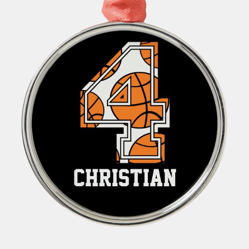 Personalized Basketball Number 4 Metal Ornament | Zazzle