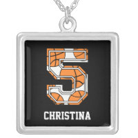 Personalized Basketball Number 5 zazzle_necklace