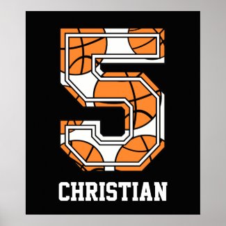 Personalized Basketball Number 5 Print