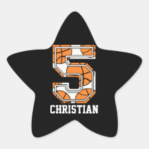 Personalized Basketball Number 5 Stickers